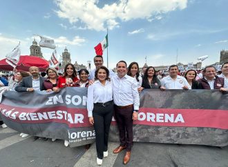 Lorenia Valles y Heriberto Aguilar respaldan a Claudia Sheinbaum en su arranque de campaña en el Zócalo