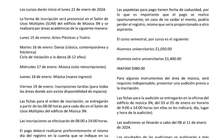 Abre UNISON convocatoria para los talleres libres de artes