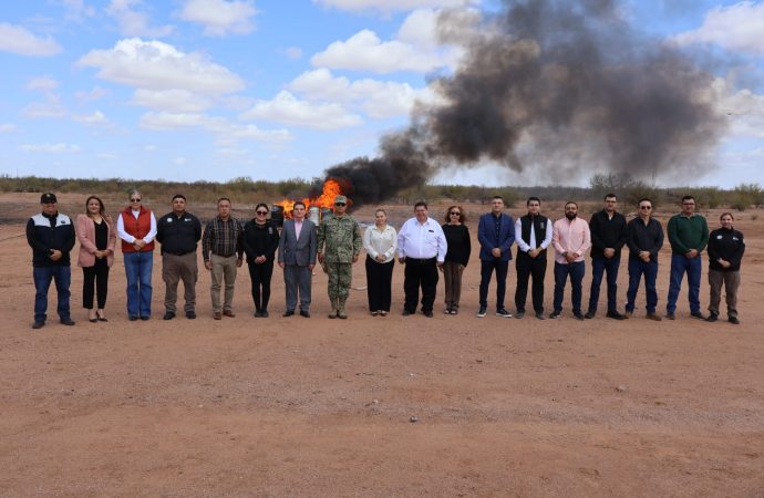 Incinera FGR 106 kilos de narcóticos y 470 litros de metanfetamina líquida en Hermosillo, Sonora