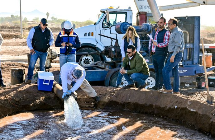 Comprueban calidad y volumen de agua de nuevo pozo que mejorará el servicio de las Colonias del Sur-Oriente de Cajeme