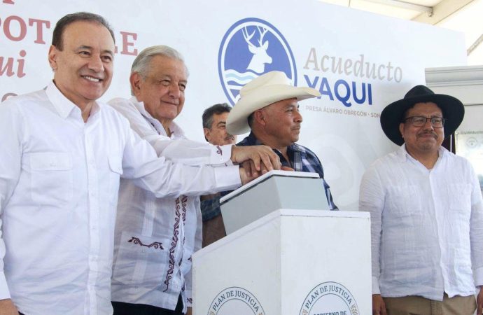 Presidente López Obrador y gobernador Durazo inauguran acueducto para Pueblos Yaquis en Sonora