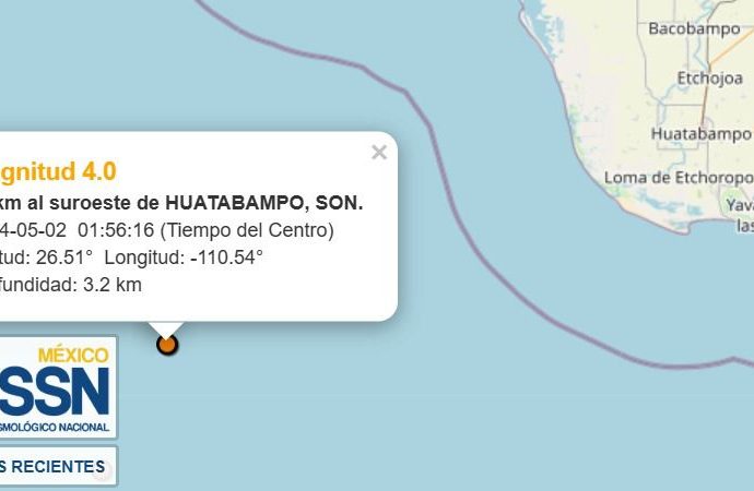 Registran sismo de 4.0 en Huatabampo
