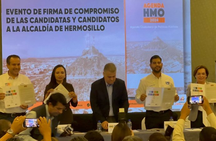 Firman candidatos a la alcaldía de Hermosillo compromiso con Hermosillo ¿Cómo Vamos?