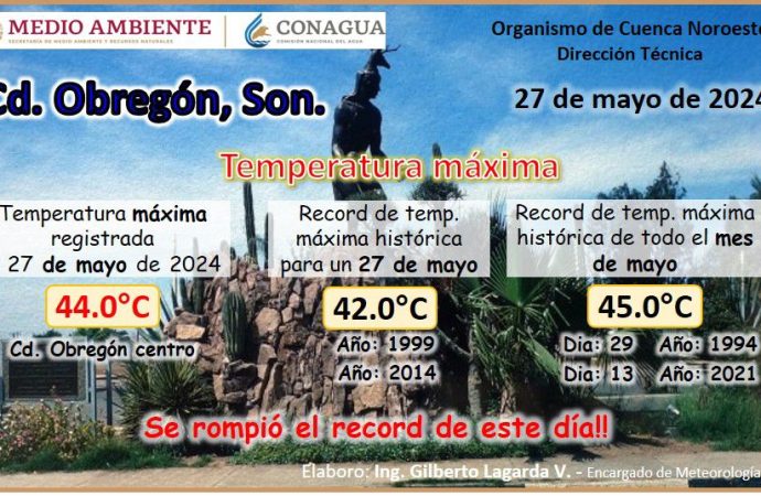 Ciudad Obregón rompe récord de calor con 44 grados