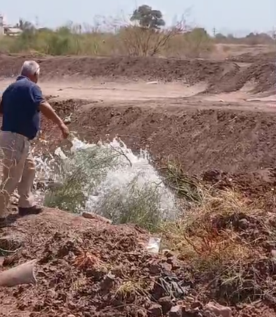 Se rompe línea principal de agua en Cd. Obregón, trabaja OOMAPASC en reparaciones