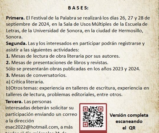 Invitan a participar en XX Festival Nacional de la Palabra 2024