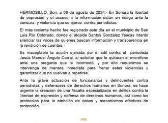 Rechazan periodistas y defensores de los derechos humanos trato de alcalde a reportero