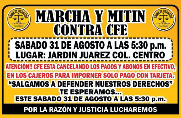 Marcharán contra CFE en Hermosillo