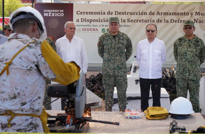 Encabeza Gobernador Durazo acciones de combate a la delincuencia con destrucción de armamento