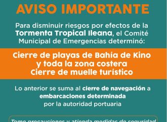 Cierran playas de Bahía de Kino por la llegada de Ileana