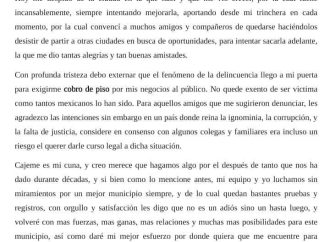 Por cobro de piso Joven empresario decide irse de Ciudad Obregón