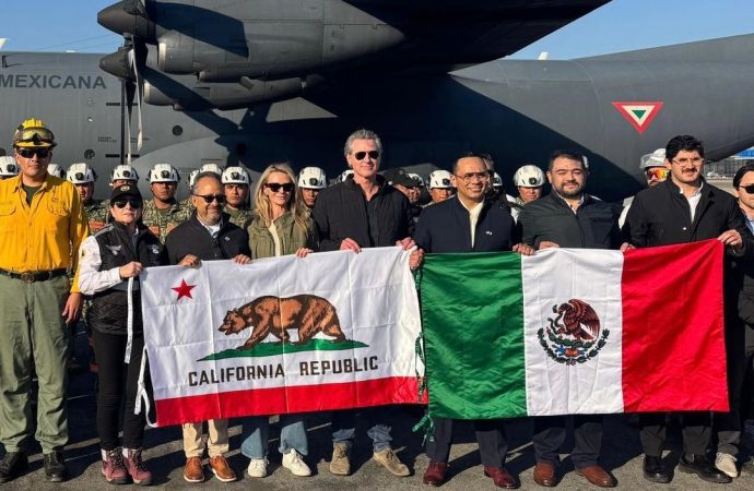 Agradece gobernador de California apoyo de Claudia Sheinbaum en combate a incendios en Los Ángeles