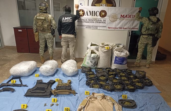 Operativo Conjunto asegura droga y armamento en Ciudad Obregón