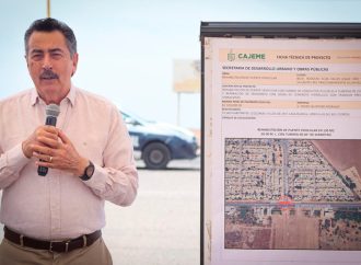 Javier Lamarque da banderazo a obra de rehabilitación en puente de la Calle 200 y bulevar Villas del Rey en Cajeme