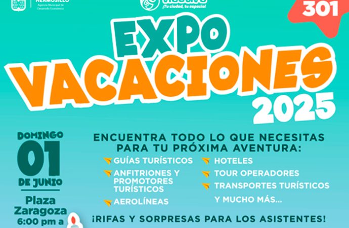 Realizará Gobierno de Hermosillo Expo Vacaciones en Víactiva este domingo