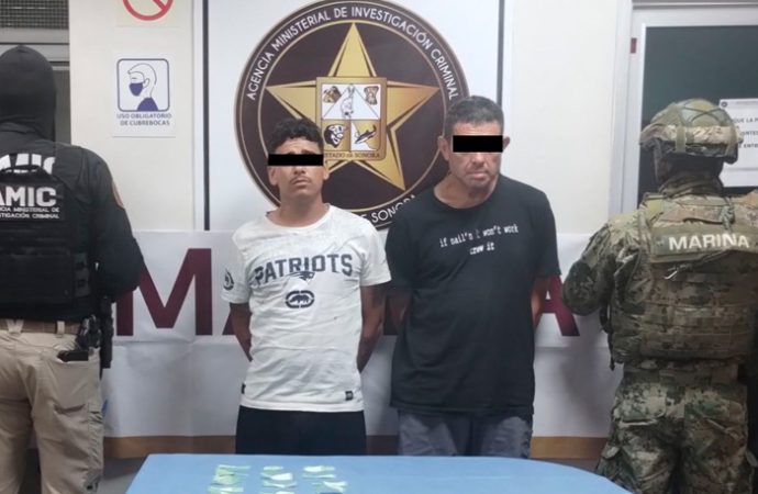 Capturan a dos hombres con droga y vehículo robado en operativo conjunto en Cajeme