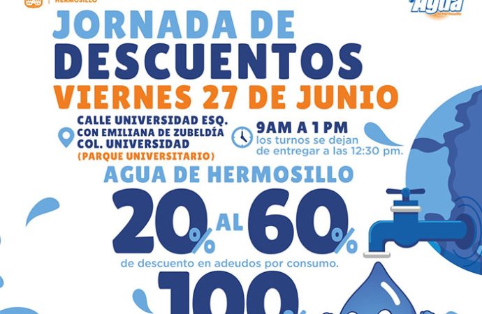 Agua de Hermosillo realizará jornada de descuentos este viernes 27 de junio