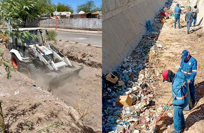 Avanza 90 % limpieza de canales y arroyos en Hermosillo; retiran más de 3,300 toneladas de residuos