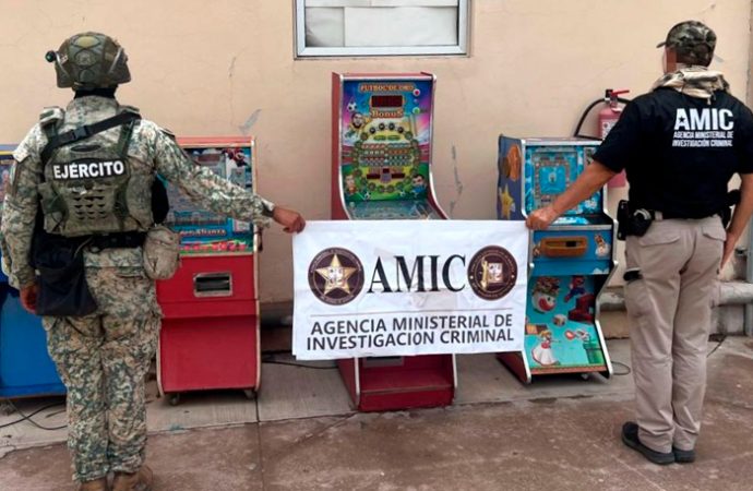 Asegura AMIC y Defensa 15 máquinas tragamonedas en operativo conjunto en Cajeme