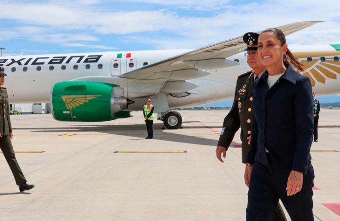 Sheinbaum encabeza recepción del primer Embraer de Mexicana: “Es del pueblo y para el pueblo”