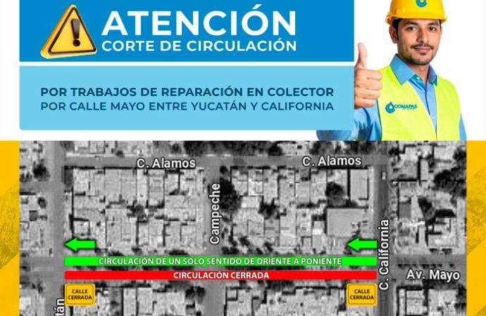 Cierre parcial de calle Mayo por reparación de colector principal