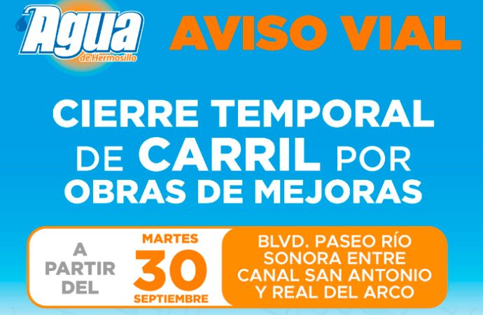 Inicia sustitución de colector en Paseo Río Sonora; habilitan ruta alterna para automovilistas