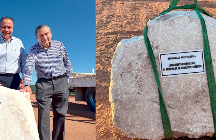 Coloca Antonio Astiazarán primera piedra de libramiento al poniente de Hermosillo