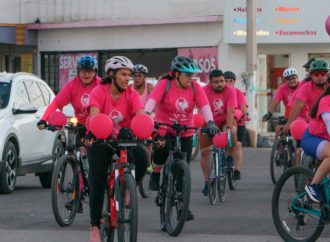 Pedalean navojoenses contra el cáncer de mama con “Rodada Rosa”