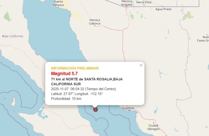 Hermosillo y Guaymas sienten sismo registrado en Baja California