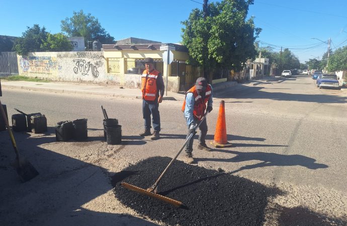 Continúan cuadrillas de bacheo el mantenimiento de vialidades en Hermosillo