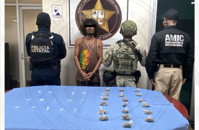 FGJES desmantela punto de narcomenudeo en Ciudad Obregón: hay un detenido y drogas incautadas en operativo conjunto