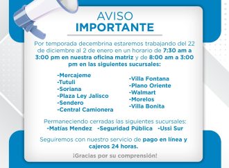 Oomapasc anuncia horarios de atención durante el receso decembrino