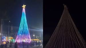 Robo de cableado eléctrico del arbolito de Navidad frente al Palacio Municipal