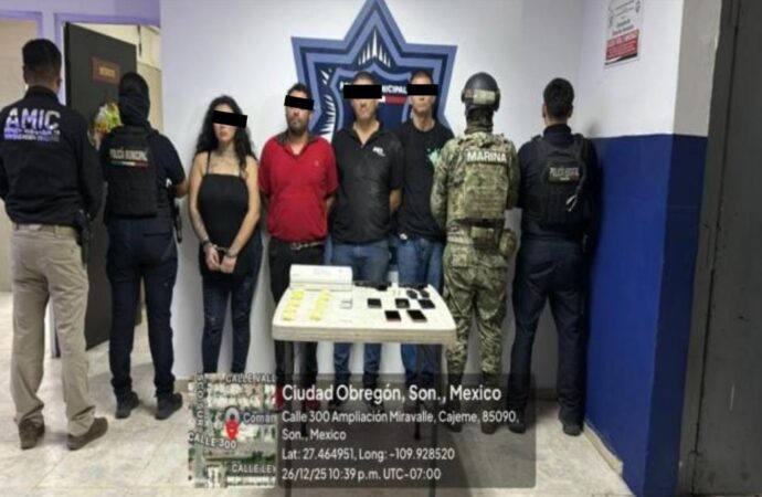 Detienen Policía Municipal y Marina a cuatro personas por homicidio en la colonia Maximiliano R. López