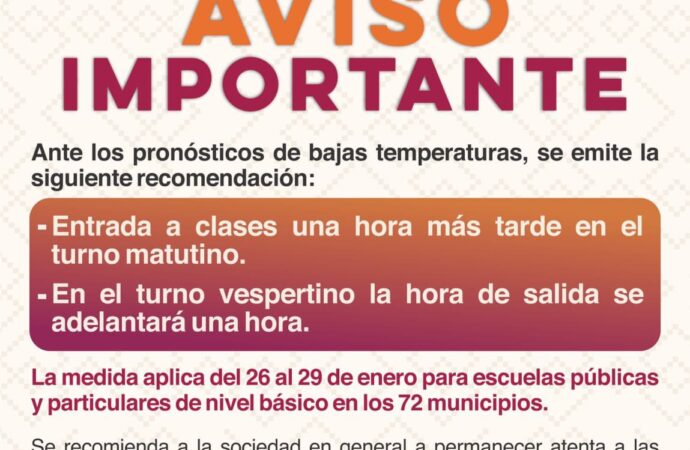 Anuncia Gobierno de Sonora modificación del horario de clases en escuelas de nivel básico: SEC
