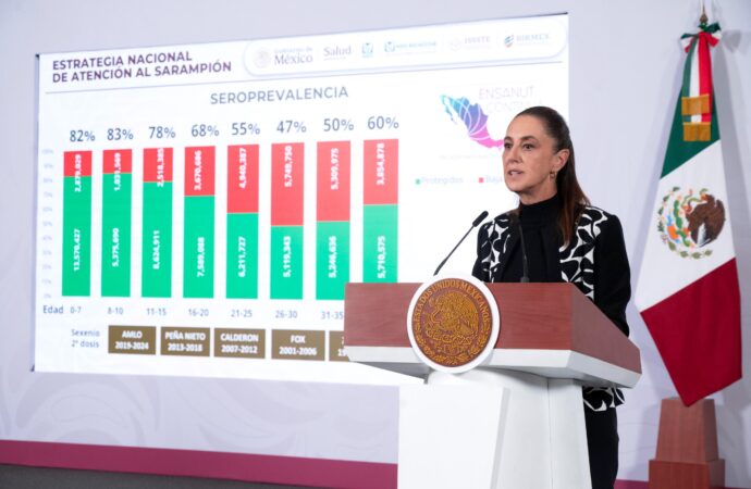 Sheinbaum llama a la calma ante brote de sarampión; hay 28 millones de vacunas disponibles