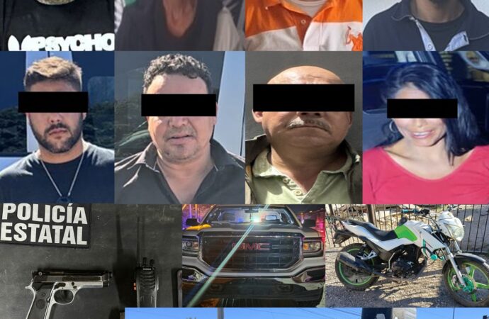 Detienen a 13 personas y aseguran droga, arma y vehículos robados en operativos en Sonora