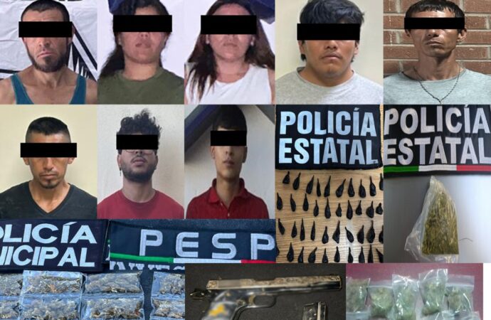 Incauta Policía Estatal más de 700 dosis de droga y detiene a 26 personas en operativos del fin de semana
