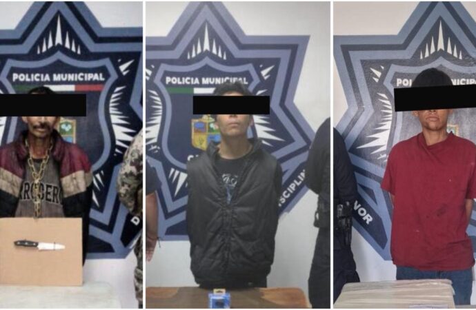 Cae trío por robos en Cajeme durante operativos de SSPM y Marina