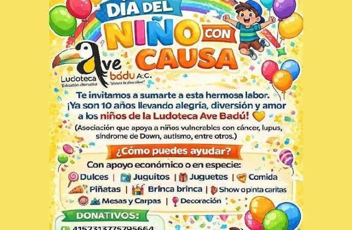 Ludoteca Ave Badú lanza colecta por Día del Niño en apoyo a menores enfermos en Hermosillo