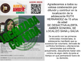 Localizada sana y a salvo una adolescente en Nogales: FGJES