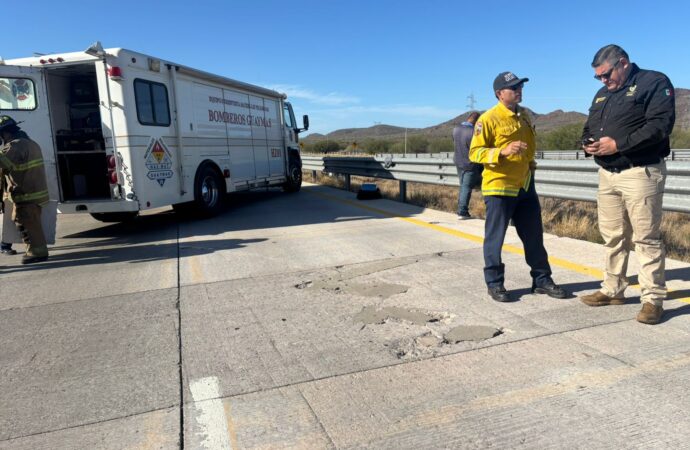 Vuelca pipa de amoniaco en carretera Hermosillo-Guaymas; situación controlada