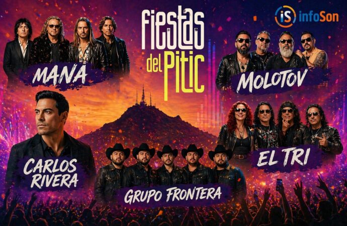 Presentan cartel de las Fiestas del Pitic 2026 con Maná, Molotov, Carlos Rivera, el tri y Grupo Frontera como estelares