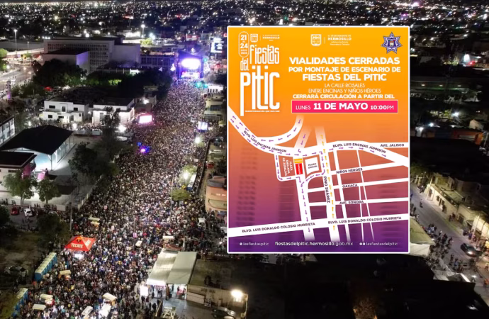 Anuncian cierre parcial de la Rosales por preparativos de las Fiestas del Pitic 2026