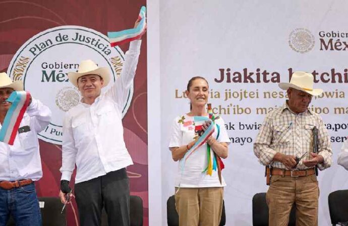 Durazo y Sheinbaum inauguran comedor indígena en Bahía de Lobos para beneficiar a 112 niños yaquis