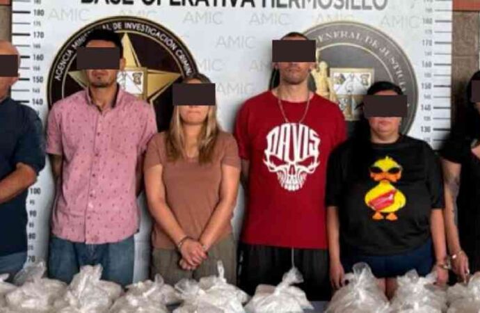 Aseguran más de 32 kilos de cristal y detienen a seis personas en operativo simultáneo en Hermosillo