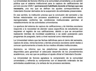Universidad de Sonora confirma modificación de calendario escolar por huelga