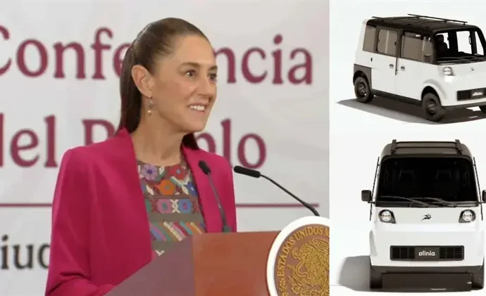Sheinbaum presenta prototipo del vehículo eléctrico mexicano “Olinia” como apuesta por la movilidad sustentable