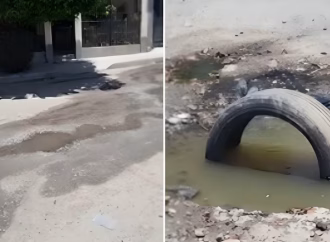 Fuga de drenaje en la colonia Insurgentes afecta salud de vecinos y golpea a comercios