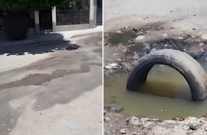 Fuga de drenaje en la colonia Insurgentes afecta salud de vecinos y golpea a comercios